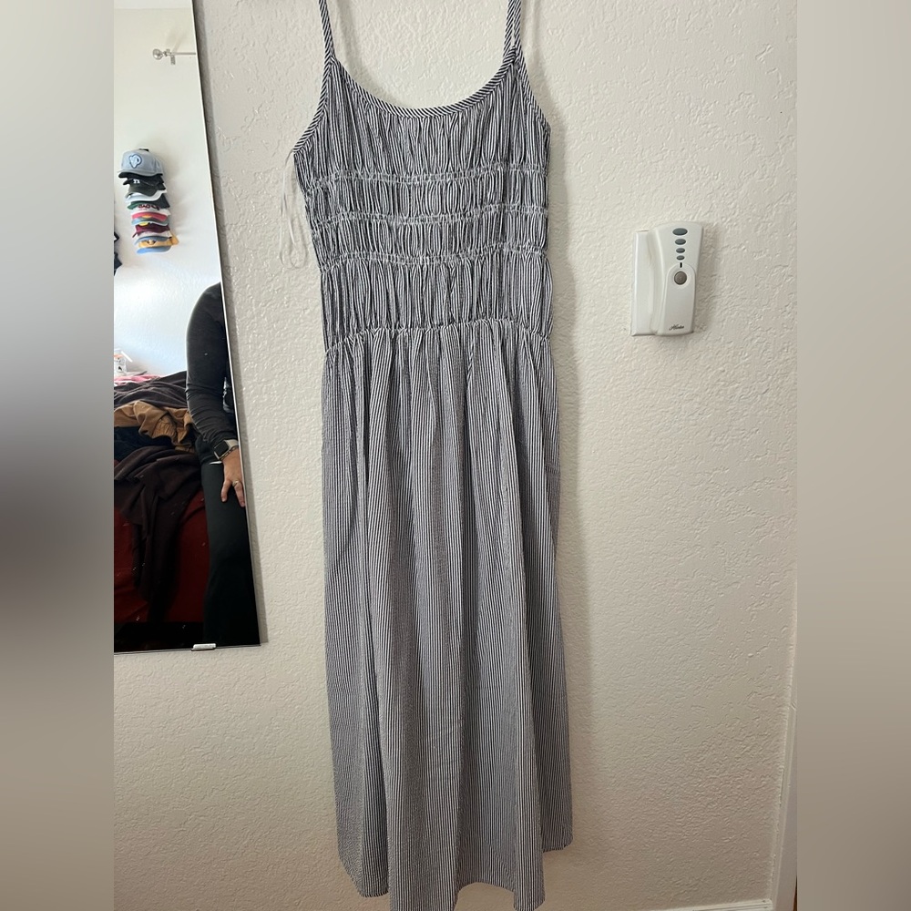 Blue & White Striped Maxi Dress